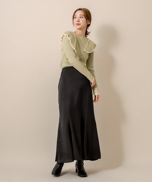 mline（エムライン）の「[mline] WEB限定 配色フリルニット（ニット/セーター・レディース・ブラック/グリーン/アイボリー・FREE）」の21枚目の写真