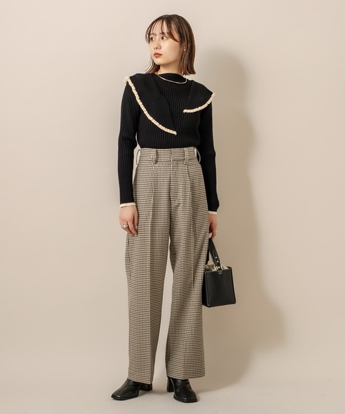 mline（エムライン）の「[mline] WEB限定 配色フリルニット（ニット/セーター・レディース・ブラック/グリーン/アイボリー・FREE）」の18枚目の写真