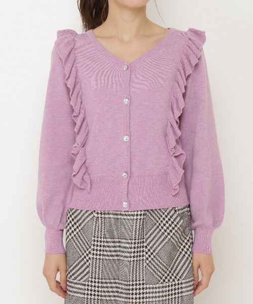 WILLSELECTION（ウィルセレクション）の「ビジューボタンラッフルカーデトップス（カーディガン/ボレロ・レディース・オフホワイト/ピンク/ラベンダー/グリーン・MEDIUM）」の14枚目の写真