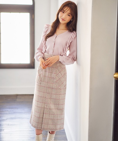 WILLSELECTION（ウィルセレクション）の「ビジューボタンラッフルカーデトップス（カーディガン/ボレロ・レディース・オフホワイト/ピンク/ラベンダー/グリーン・MEDIUM）」の12枚目の写真