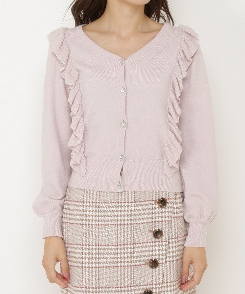 WILLSELECTION（ウィルセレクション）の「ビジューボタンラッフルカーデトップス（カーディガン/ボレロ・レディース・オフホワイト/ピンク/ラベンダー/グリーン・MEDIUM）」の15枚目の写真