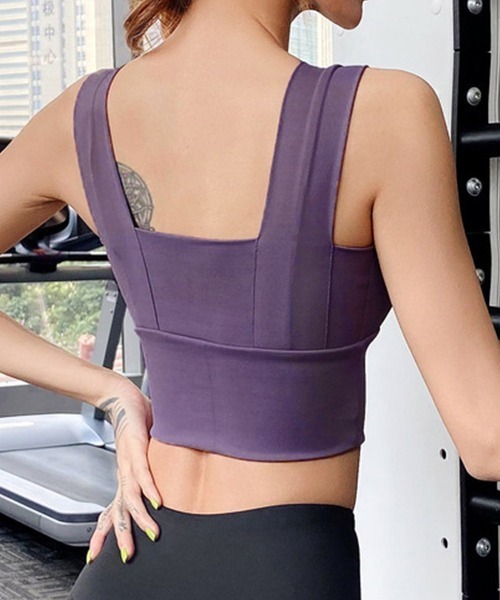 HYSSHOP（エイチワイエスショップ）の「ヨガウェアレディース スポーツブラトップス カップ付き[トレーニングウェア/ジムウェア/ピラティスウェア]（スポーツブラ・レディース・ブラック/ブルー/ワイン/コーラル/バイオレット/ライラック/ピンク/グリーン/ラベンダー/イエロー/チェリーピンク・S/M/L/XL）」の12枚目の写真