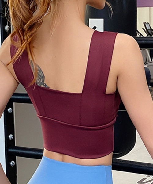 HYSSHOP（エイチワイエスショップ）の「ヨガウェアレディース スポーツブラトップス カップ付き[トレーニングウェア/ジムウェア/ピラティスウェア]（スポーツブラ・レディース・ブラック/ブルー/ワイン/コーラル/バイオレット/ライラック/ピンク/グリーン/ラベンダー/イエロー/チェリーピンク・S/M/L/XL）」の19枚目の写真