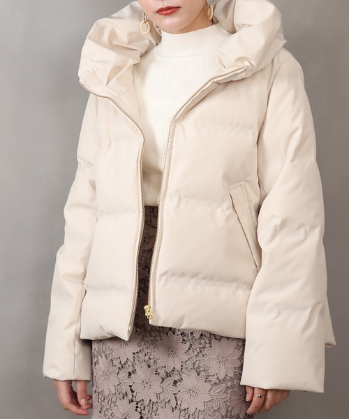 極美品◆Chesty ツイードディティールダウンジャケット　コート　ネイビー　0 ダーリッチ Darich レディミディツイードダウンコート （ブラック