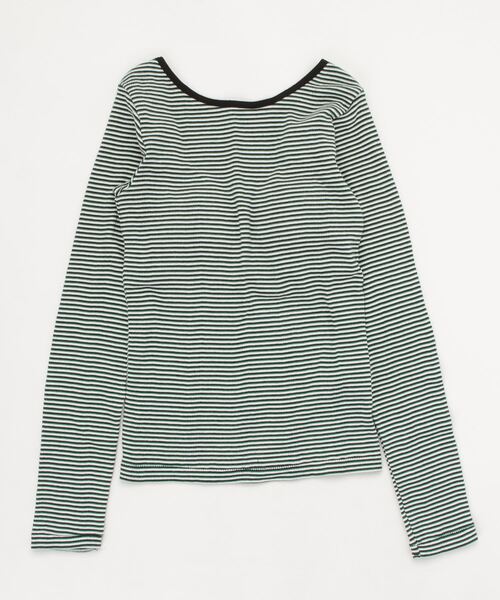 MILLER（ミラー）の「[MILLER/ミラー] カップ付き バックコンシャス ロングスリーブボーダーリブTシャツ（Tシャツ/カットソー・レディース・オフホワイト/ブラウン/グリーン/ブルー/オレンジ/グリーン系2・F）」の4枚目の写真