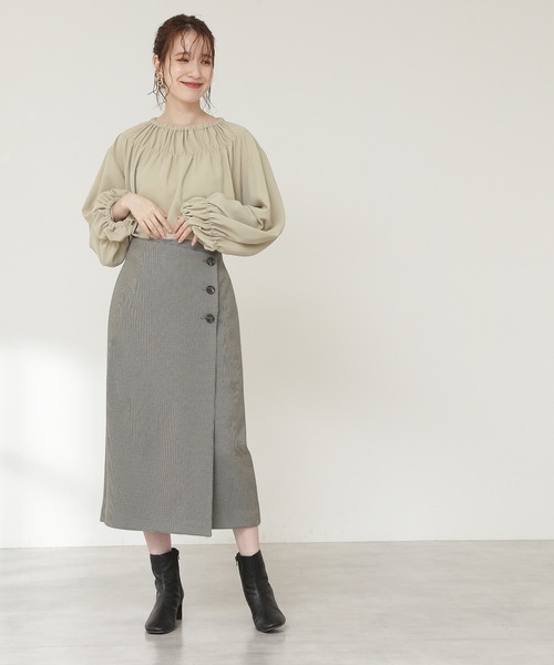 N.（N. Natural Beauty Basic）（エヌエヌナチュラルビューティーベーシック）の「【S Size Line】◆イージーケアガンクラブフラップスカート（スカート・レディース・ベージュ/グリーン・SMALL/MEDIUM）」の6枚目の写真