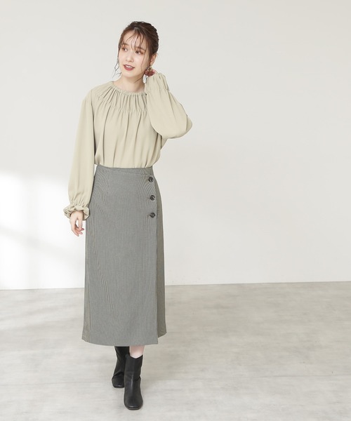 N.（N. Natural Beauty Basic）（エヌエヌナチュラルビューティーベーシック）の「【S Size Line】◆イージーケアガンクラブフラップスカート（スカート・レディース・ベージュ/グリーン・SMALL/MEDIUM）」の7枚目の写真