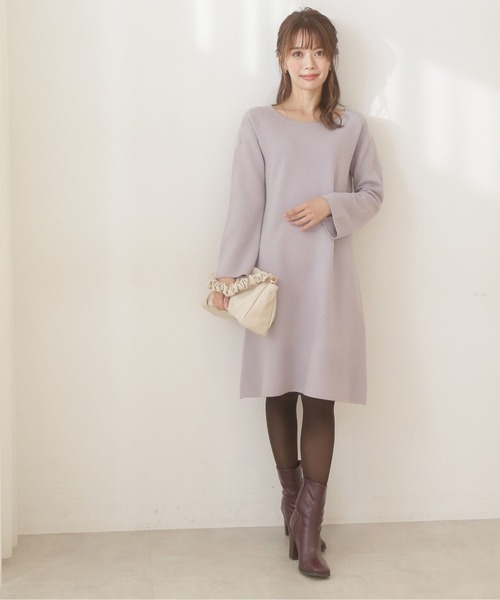 PROPORTION BODY DRESSING（プロポーションボディドレッシング）の「ショルダーレースニットサックワンピース / 1212140001（ワンピース・レディース・パープル/ブルー・MEDIUM/SMALL）」の3枚目の写真