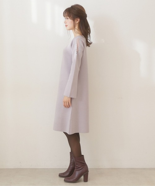 PROPORTION BODY DRESSING（プロポーションボディドレッシング）の「ショルダーレースニットサックワンピース / 1212140001（ワンピース・レディース・パープル/ブルー・MEDIUM/SMALL）」の4枚目の写真