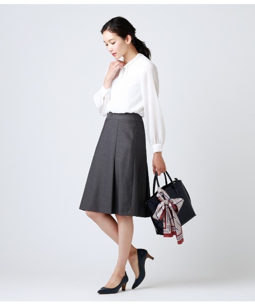 セール】ウールシルクドビー タックフレアスカート（スカート