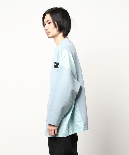 rovtski（ロフトスキー）の「SPRING SIDE CHECK SWEAT/スプリング サイドチェックオーバーサイズ スウェット/トレーナー（スウェット・メンズ・アッシュグレー/ブラック/サックスブルー/ピンク/キナリ・FREE）」の6枚目の写真