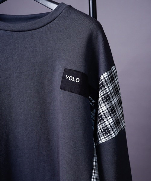 rovtski（ロフトスキー）の「SPRING SIDE CHECK SWEAT/スプリング サイドチェックオーバーサイズ スウェット/トレーナー（スウェット・メンズ・アッシュグレー/ブラック/サックスブルー/ピンク/キナリ・FREE）」の9枚目の写真