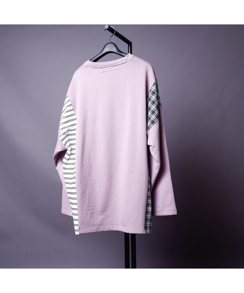 rovtski（ロフトスキー）の「SPRING SIDE CHECK SWEAT/スプリング サイドチェックオーバーサイズ スウェット/トレーナー（スウェット・メンズ・アッシュグレー/ブラック/サックスブルー/ピンク/キナリ・FREE）」の19枚目の写真