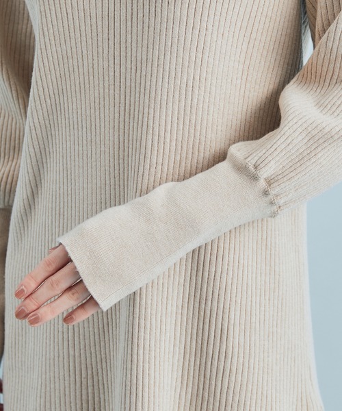 VIS（ビス）の「【星玲奈さんコラボ】スリーブコンシャスアシンメトリー切り替えニットワンピース（ワンピース・レディース・ライトグリーン/ベージュ/ブラック・FREE）」の22枚目の写真