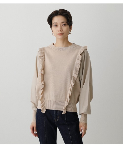 AZUL by moussy(アズールバイマウジー)の「FRILL KNIT PULLOVER /フリルニットプルオーバー(ニット/セーター・レディース・ブラック/グレー系その他/ライトベージュ・SMALL/MEDIUM)」の11枚目の写真