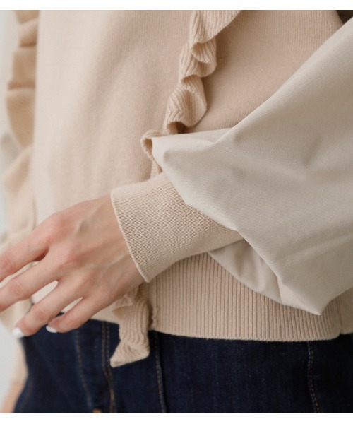 AZUL by moussy(アズールバイマウジー)の「FRILL KNIT PULLOVER /フリルニットプルオーバー(ニット/セーター・レディース・ブラック/グレー系その他/ライトベージュ・SMALL/MEDIUM)」の6枚目の写真