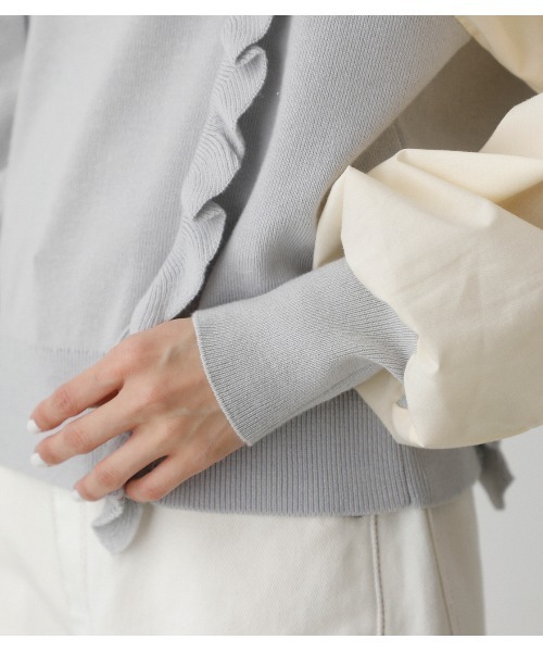 AZUL by moussy(アズールバイマウジー)の「FRILL KNIT PULLOVER /フリルニットプルオーバー(ニット/セーター・レディース・ブラック/グレー系その他/ライトベージュ・SMALL/MEDIUM)」の15枚目の写真