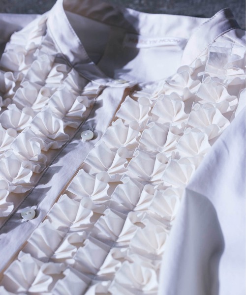 マリリンムーン タックフリル ストライプ ブラウス フリーサイズ