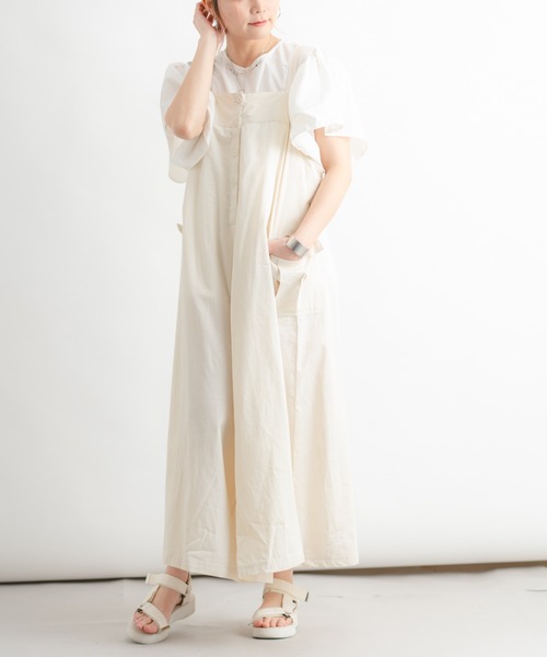 Wordtrobe（ワードトローブ）の「【wordtrobe】コットンドリル 前ボタン サロペット（サロペット/オーバーオール・レディース・チャコールグレー/キナリ・FREE）」の2枚目の写真