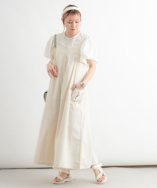 Wordtrobe（ワードトローブ）の「【wordtrobe】コットンドリル 前ボタン サロペット（サロペット/オーバーオール・レディース・チャコールグレー/キナリ・FREE）」の3枚目の写真