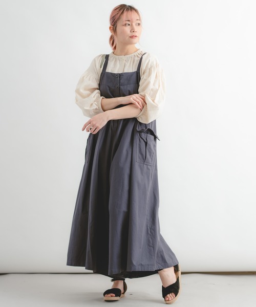 Wordtrobe（ワードトローブ）の「【wordtrobe】コットンドリル 前ボタン サロペット（サロペット/オーバーオール・レディース・チャコールグレー/キナリ・FREE）」の10枚目の写真