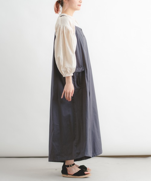 Wordtrobe（ワードトローブ）の「【wordtrobe】コットンドリル 前ボタン サロペット（サロペット/オーバーオール・レディース・チャコールグレー/キナリ・FREE）」の16枚目の写真
