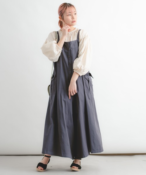 Wordtrobe（ワードトローブ）の「【wordtrobe】コットンドリル 前ボタン サロペット（サロペット/オーバーオール・レディース・チャコールグレー/キナリ・FREE）」の9枚目の写真