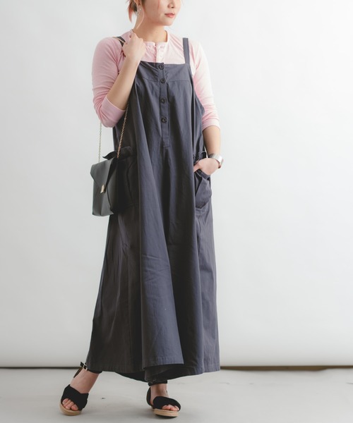 Wordtrobe（ワードトローブ）の「【wordtrobe】コットンドリル 前ボタン サロペット（サロペット/オーバーオール・レディース・チャコールグレー/キナリ・FREE）」の22枚目の写真