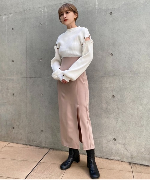 one after another NICE CLAUP（ワンアフターアナザーナイスクラップ）の「Sサイズあり　シンプルスリットタイトスカート（スカート・レディース・ブラック/ベージュ/チェック/ネイビー・SMALL/MEDIUM）」の14枚目の写真