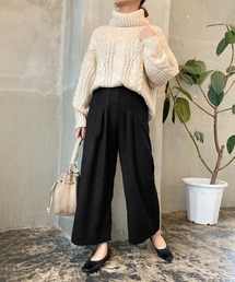 ハイウエスト ワイドパンツ ウエストゴム