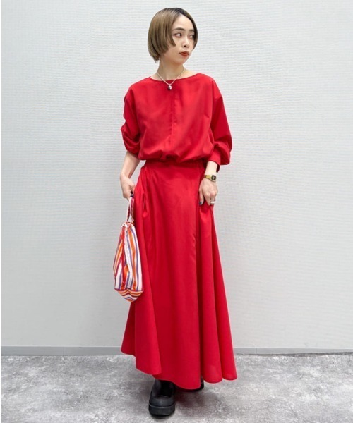 studio CLIP（スタディオクリップ）の「スパンボイルBIGカフスブラウス（シャツ/ブラウス・レディース・レッド/その他1・LARGE/MEDIUM）」の4枚目の写真