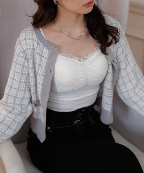 LIPSERVICE（リップサービス）の「バックオープンレースキャミソール（キャミソール・レディース・ホワイト/ブラック・FREE）」の2枚目の写真