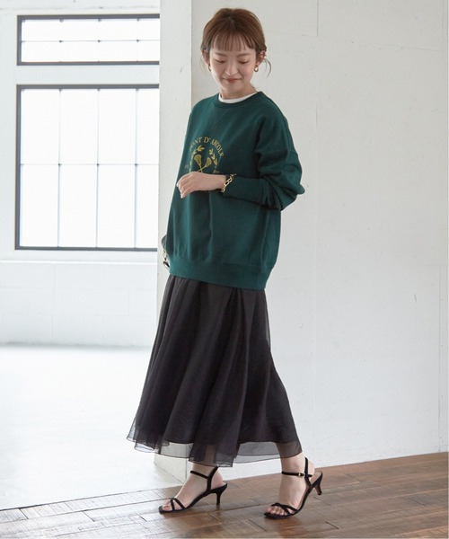新品タグ付き SLOBE IENA オーガンジースカート【F】グレー IENA - IENA フラワー刺繍オーガンジースカートグレーB 38の通販