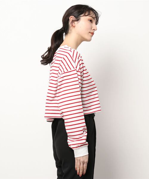 ボーダー短丈Tシャツ