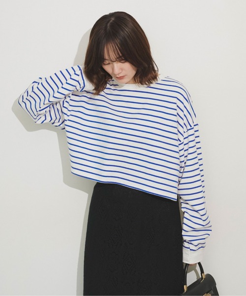 ボーダー短丈Tシャツ