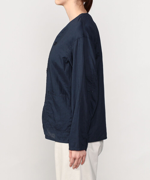 DANTON(ダントン)の「DANTON | ボイルダブルガーゼ ノーカラーカバーオール WOMEN(カバーオール・レディース・オフホワイト/ネイビー・36)」の21枚目の写真