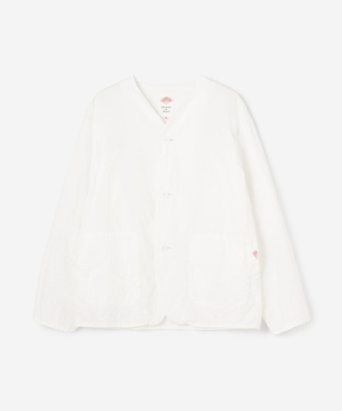 DANTON(ダントン)の「DANTON | ボイルダブルガーゼ ノーカラーカバーオール WOMEN(カバーオール・レディース・オフホワイト/ネイビー・36)」の2枚目の写真