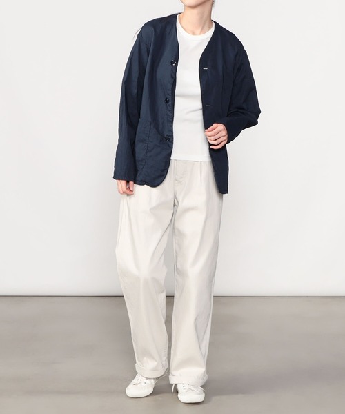 DANTON(ダントン)の「DANTON | ボイルダブルガーゼ ノーカラーカバーオール WOMEN(カバーオール・レディース・オフホワイト/ネイビー・36)」の14枚目の写真