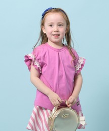 trois lapins kp | 袖レース半袖Tシャツ(110-130cm)(Tシャツ/カットソー)