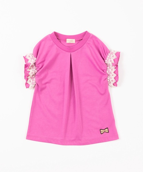 trois lapins kp（トロワラパンケーピー）の「袖レース半袖Tシャツ(110-130cm)（Tシャツ/カットソー・キッズ・ワインレッド/杢グレー・110cm/120cm/130cm）」の6枚目の写真