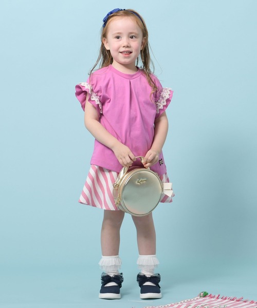 trois lapins kp（トロワラパンケーピー）の「袖レース半袖Tシャツ(110-130cm)（Tシャツ/カットソー・キッズ・ワインレッド/杢グレー・110cm/120cm/130cm）」の7枚目の写真