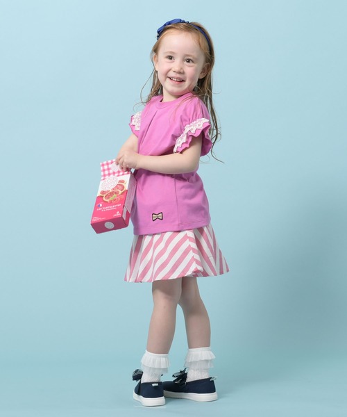 trois lapins kp（トロワラパンケーピー）の「袖レース半袖Tシャツ(110-130cm)（Tシャツ/カットソー・キッズ・ワインレッド/杢グレー・110cm/120cm/130cm）」の9枚目の写真