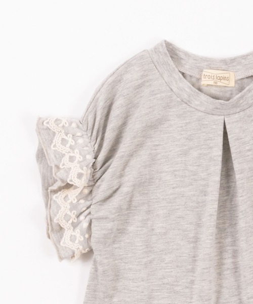trois lapins kp（トロワラパンケーピー）の「袖レース半袖Tシャツ(110-130cm)（Tシャツ/カットソー・キッズ・ワインレッド/杢グレー・110cm/120cm/130cm）」の11枚目の写真