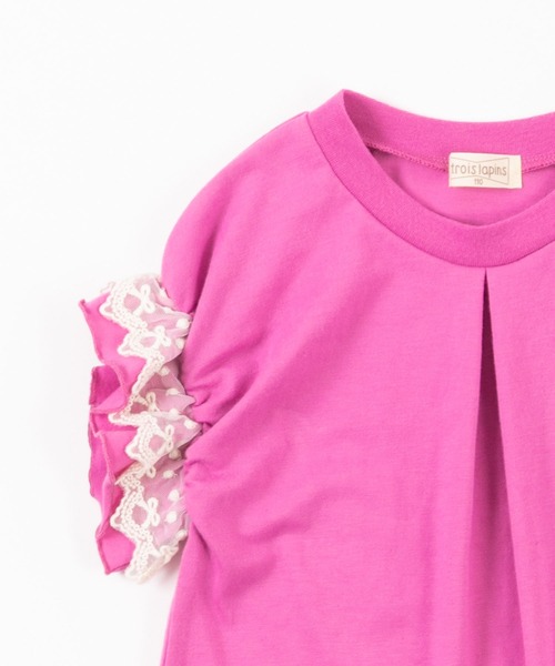 trois lapins kp（トロワラパンケーピー）の「袖レース半袖Tシャツ(110-130cm)（Tシャツ/カットソー・キッズ・ワインレッド/杢グレー・110cm/120cm/130cm）」の14枚目の写真