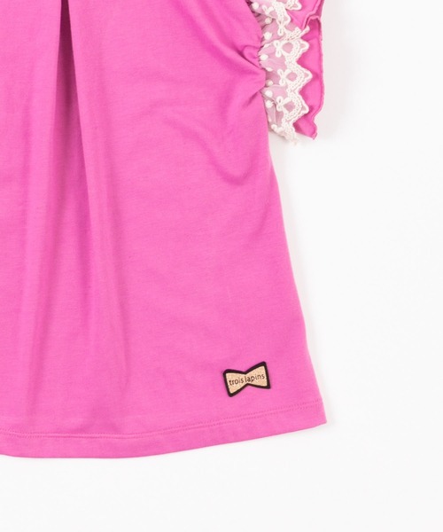 trois lapins kp（トロワラパンケーピー）の「袖レース半袖Tシャツ(110-130cm)（Tシャツ/カットソー・キッズ・ワインレッド/杢グレー・110cm/120cm/130cm）」の15枚目の写真