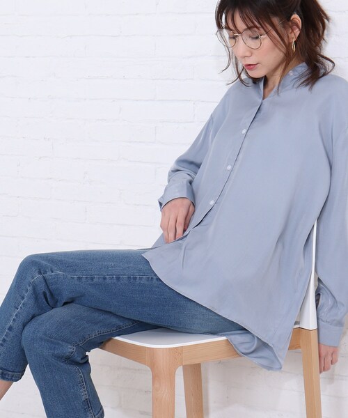 SHOO・LA・RUE（シューラルー）の「◆シアードルマンシャツ（シャツ/ブラウス・レディース・ライトブルー/オフホワイト/イエロー/ピンク系・00）」の2枚目の写真