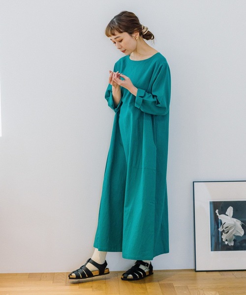 studio CLIP（スタディオクリップ）の「リネンレーヨンカラフルワンピース[プチサイズあり]（ワンピース・レディース・グリーン/その他1/ブラック/イエロー・PF/FREE）」の3枚目の写真