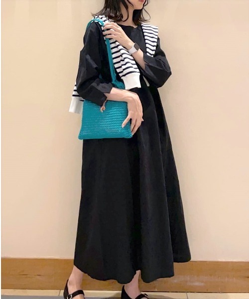 studio CLIP（スタディオクリップ）の「リネンレーヨンカラフルワンピース[プチサイズあり]（ワンピース・レディース・グリーン/その他1/ブラック/イエロー・PF/FREE）」の2枚目の写真