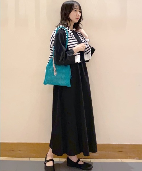 studio CLIP（スタディオクリップ）の「リネンレーヨンカラフルワンピース[プチサイズあり]（ワンピース・レディース・グリーン/その他1/ブラック/イエロー・PF/FREE）」の5枚目の写真