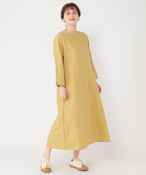 studio CLIP（スタディオクリップ）の「リネンレーヨンカラフルワンピース[プチサイズあり]（ワンピース・レディース・グリーン/その他1/ブラック/イエロー・PF/FREE）」の9枚目の写真